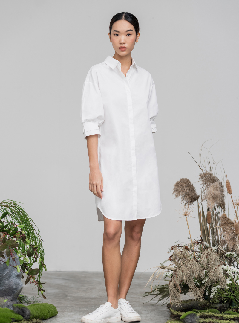 Shirt Dress w Puff Sleeves