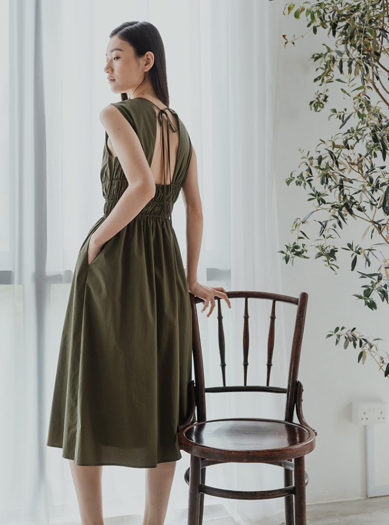 A-LINE GATHERED PANEL DRESS ALL MY AVIGNON