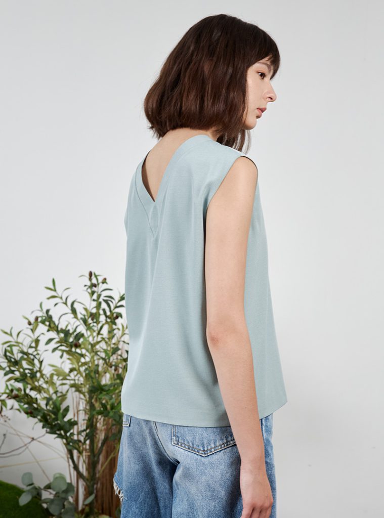 Buttoned V-Neck Denim Top