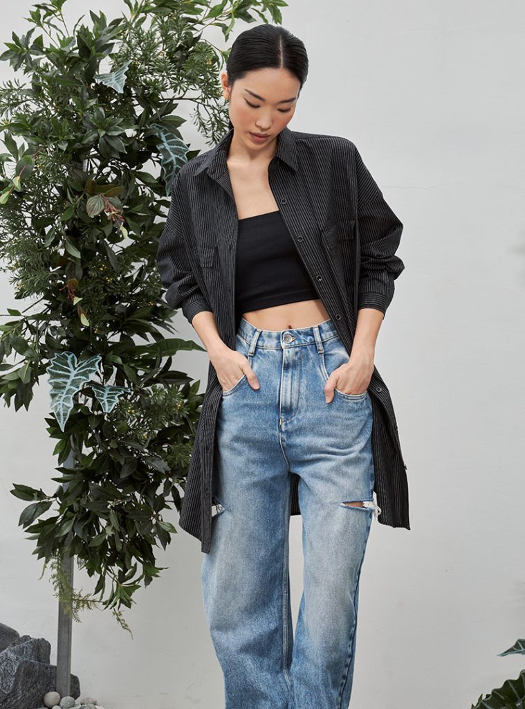 Oversized fit Shirt Dress with Attached Jacket